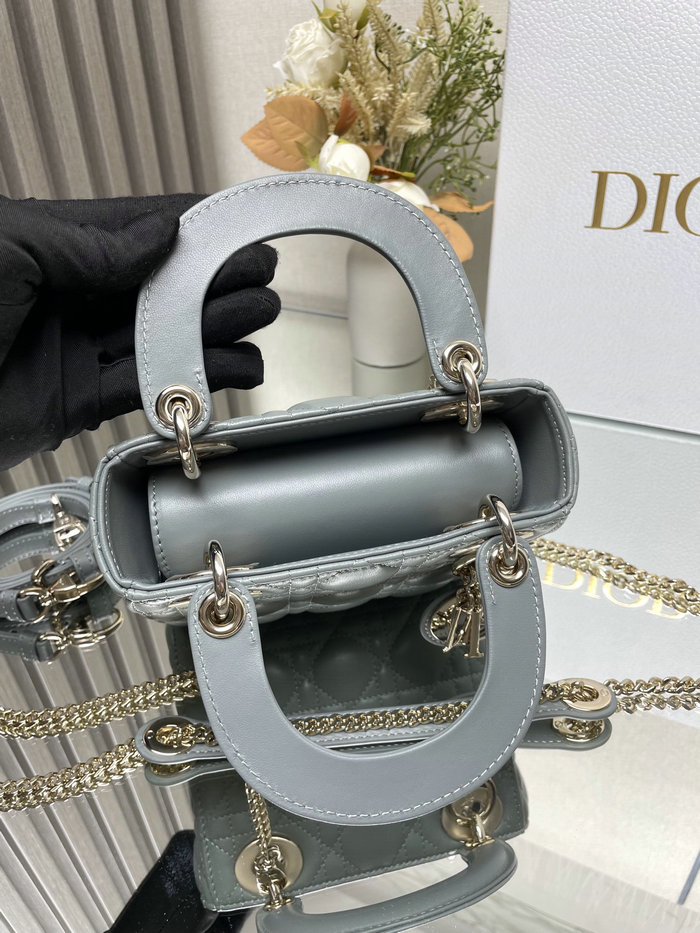 Mini Lady Dior Lambskin Bag Stone Grey MD0505
