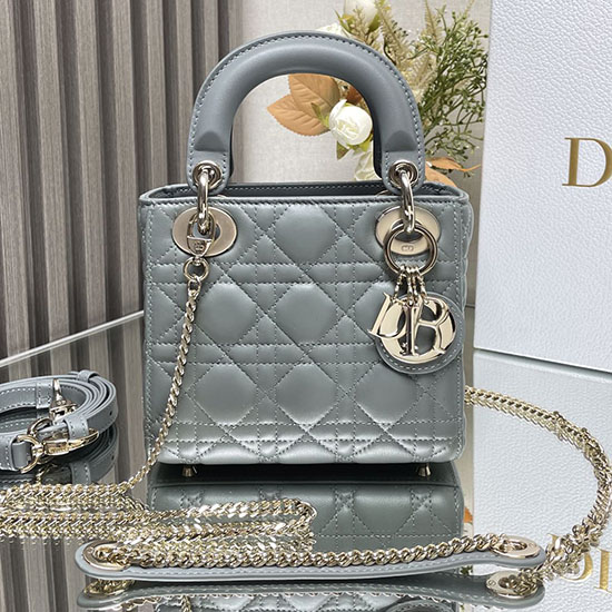 Mini Lady Dior Lambskin Bag Stone Grey MD0505