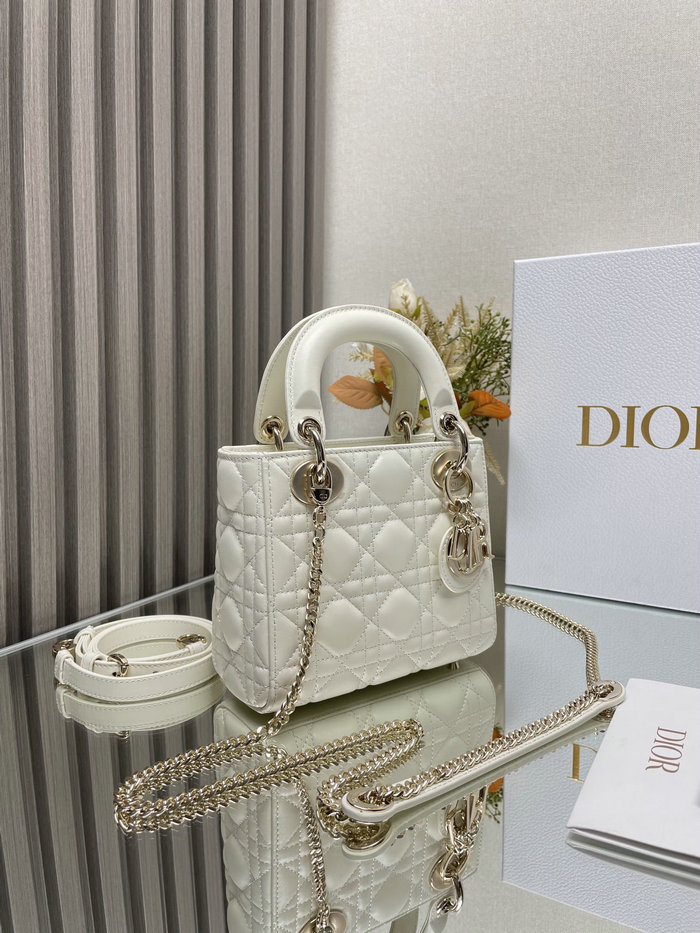 Mini Lady Dior Lambskin Bag White MD0505