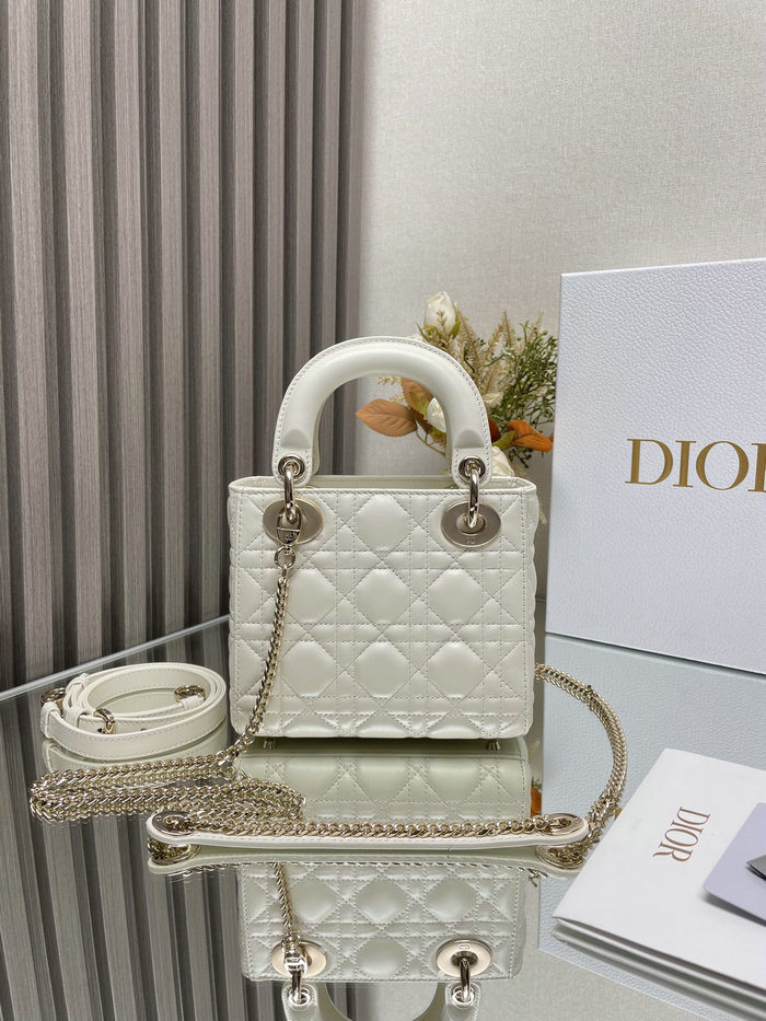 Mini Lady Dior Lambskin Bag White MD0505