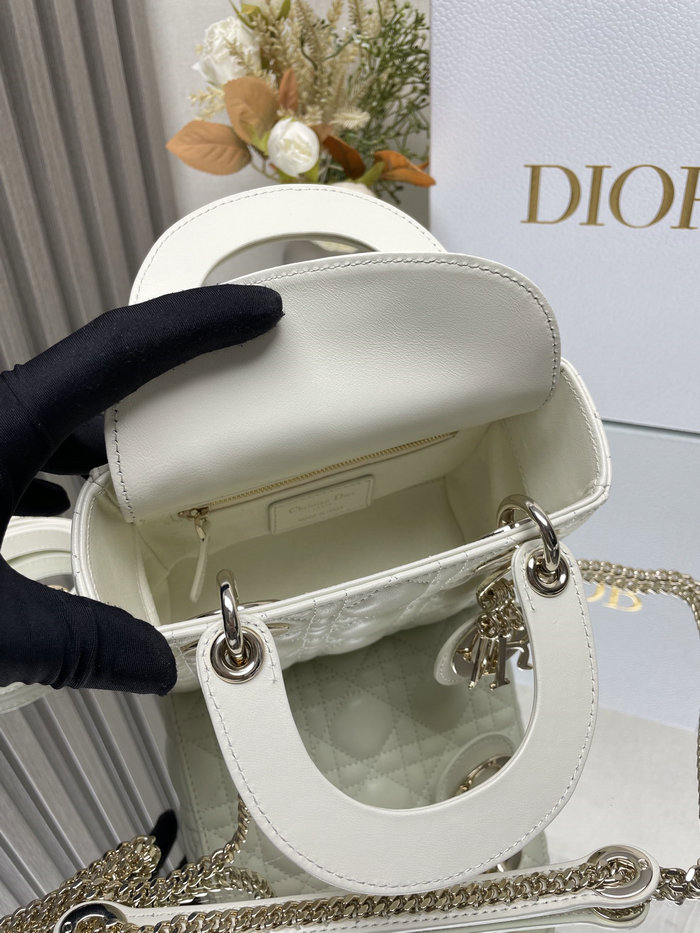 Mini Lady Dior Lambskin Bag White MD0505