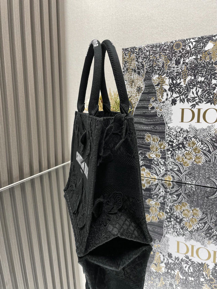 Small Dior Book Tote Black Butterfly S1286