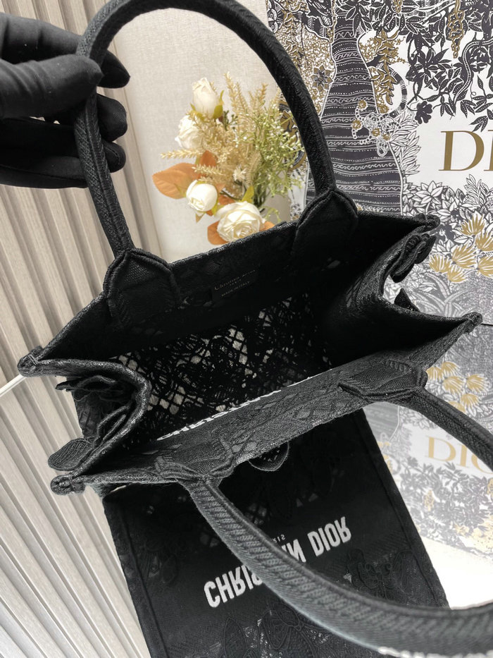 Small Dior Book Tote Black Butterfly S1286