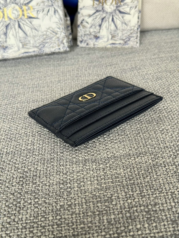 Dior Caro Freesia Card Holder Navy S5130