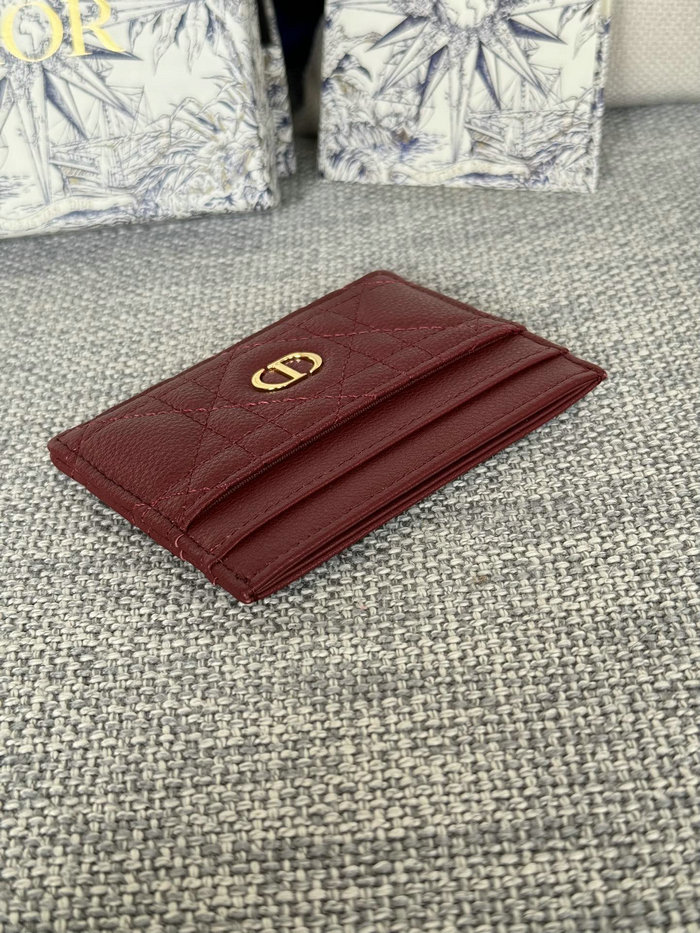 Dior Caro Freesia Card Holder Red S5130