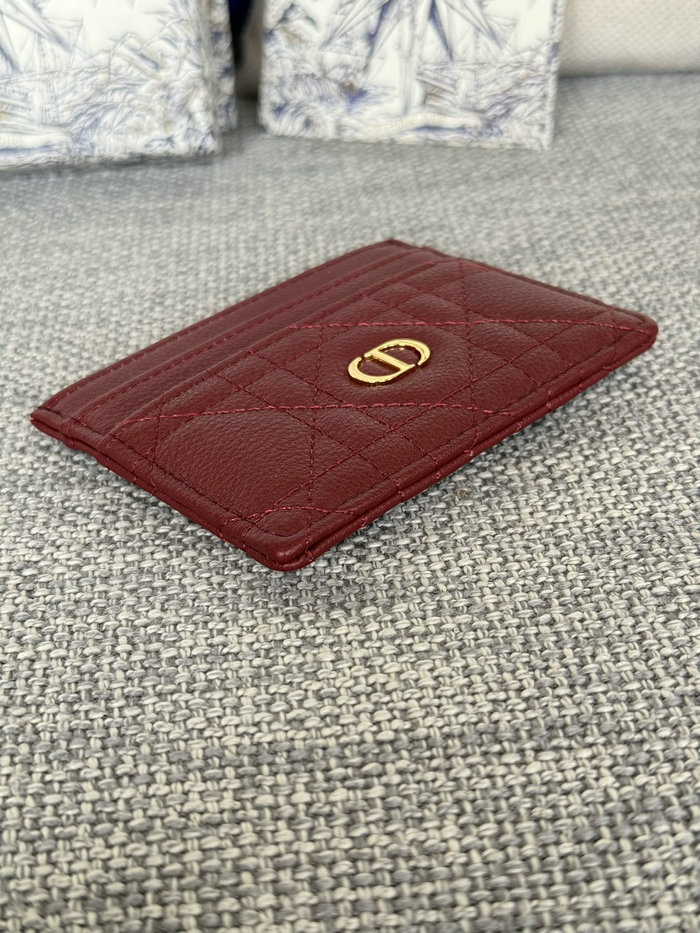 Dior Caro Freesia Card Holder Red S5130