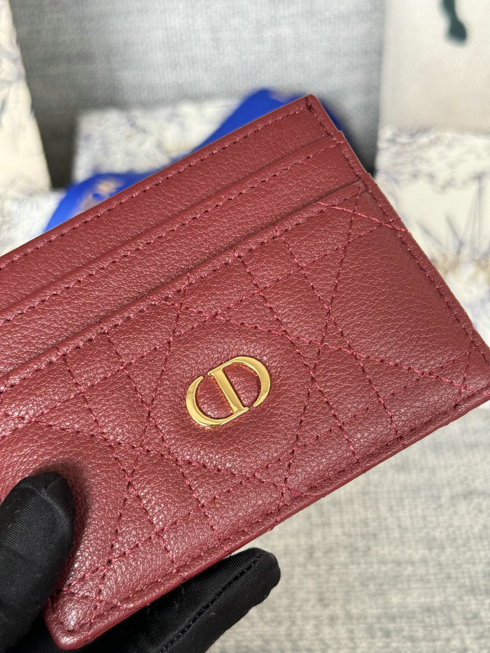 Dior Caro Freesia Card Holder Red S5130