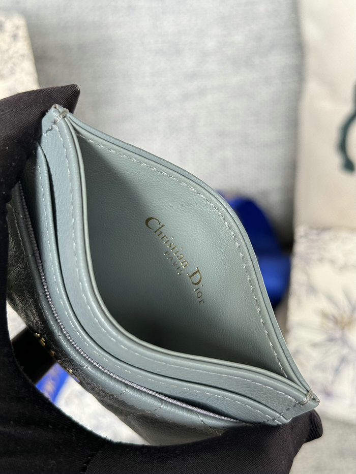 Dior Caro Freesia Card Holder Stone Grey S5130