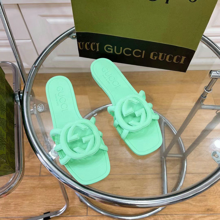 Gucci Interlocking G Slide Sandals Green 780307