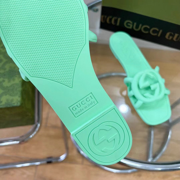 Gucci Interlocking G Slide Sandals Green 780307