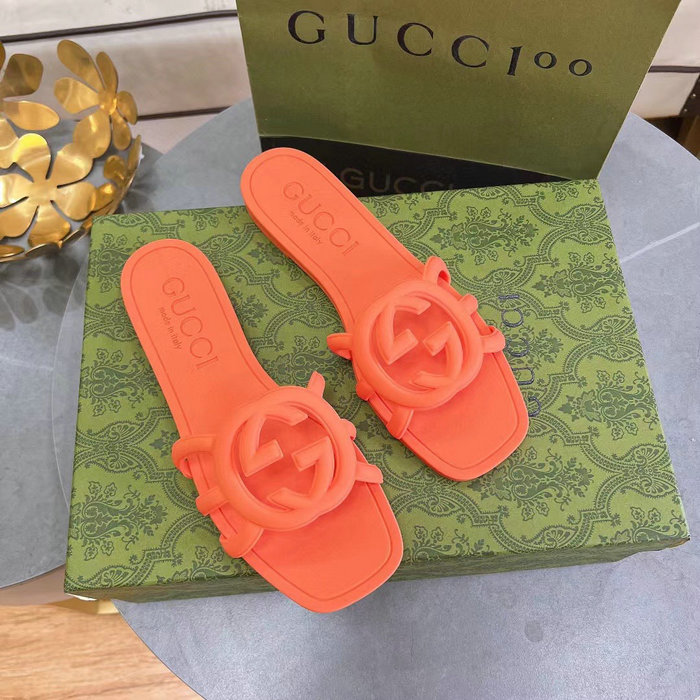 Gucci Interlocking G Slide Sandals Orange 780307