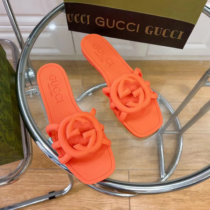 Gucci Interlocking G Slide Sandals Orange 780307