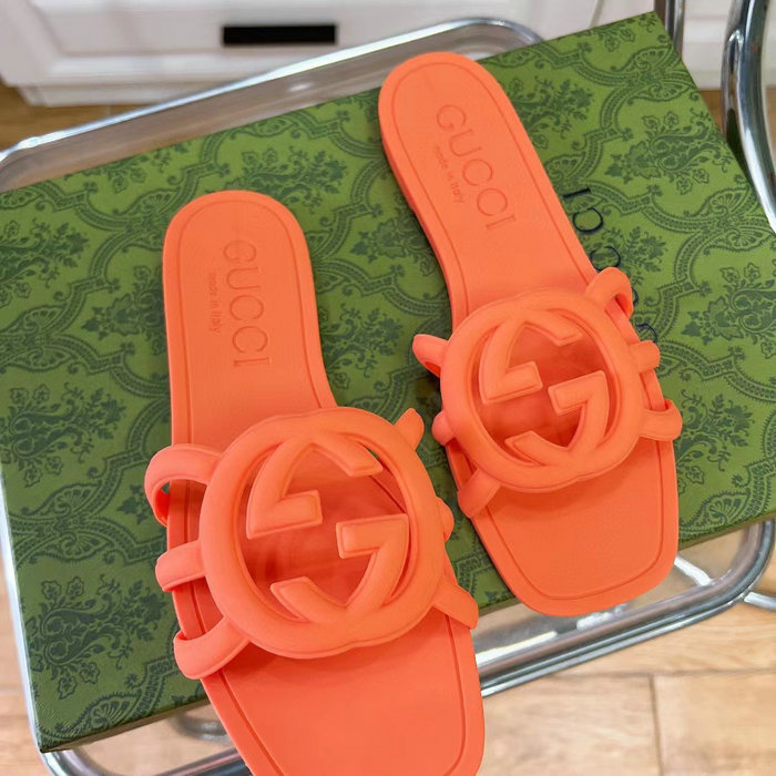 Gucci Interlocking G Slide Sandals Orange 780307