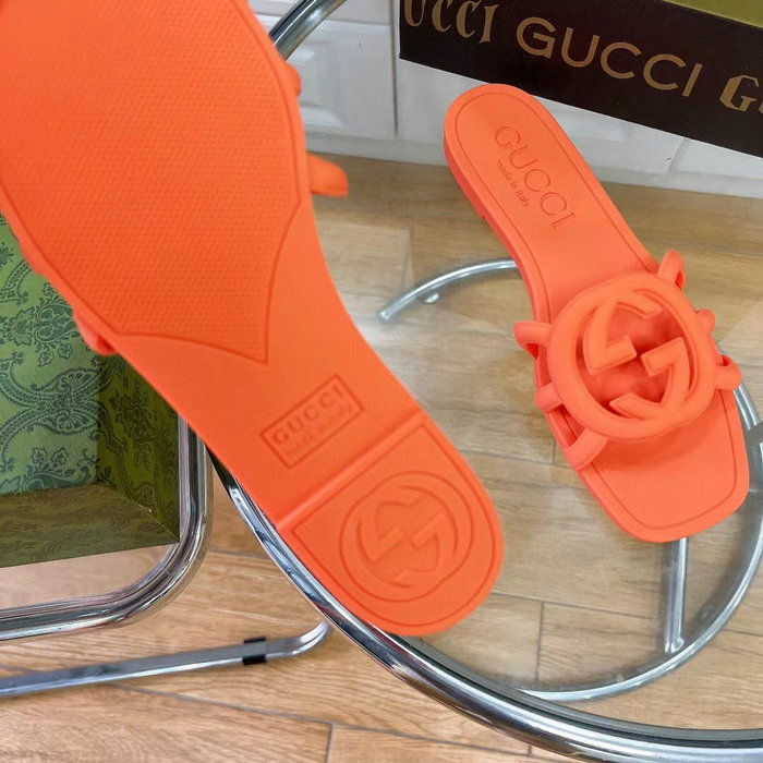 Gucci Interlocking G Slide Sandals Orange 780307