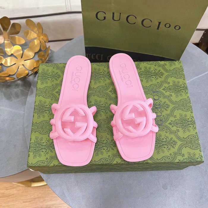 Gucci Interlocking G Slide Sandals Pink 780307