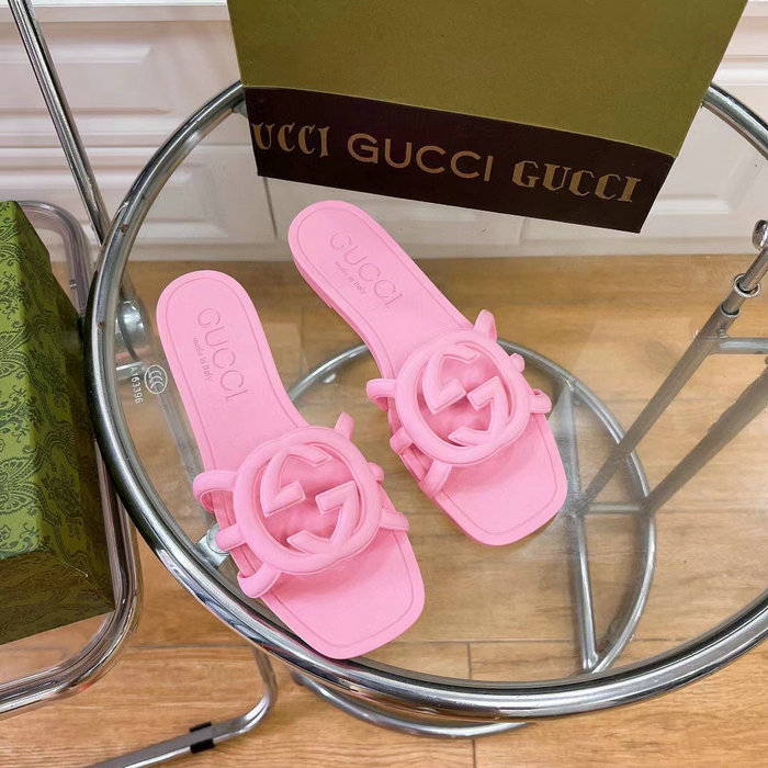 Gucci Interlocking G Slide Sandals Pink 780307