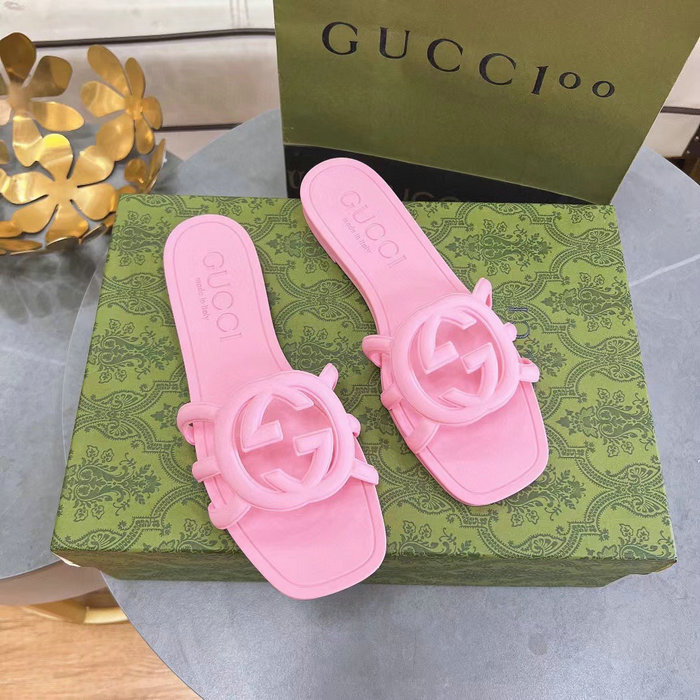 Gucci Interlocking G Slide Sandals Pink 780307