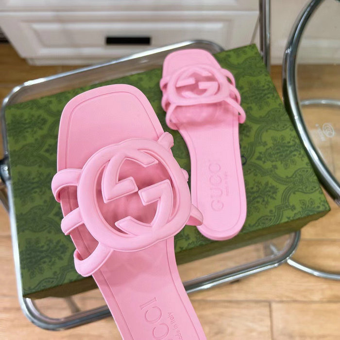 Gucci Interlocking G Slide Sandals Pink 780307