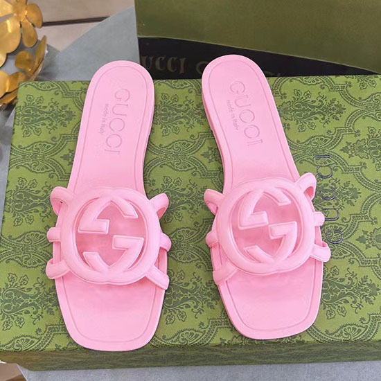 Gucci Interlocking G Slide Sandals Pink 780307