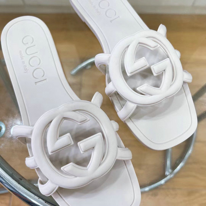 Gucci Interlocking G Slide Sandals White 780307
