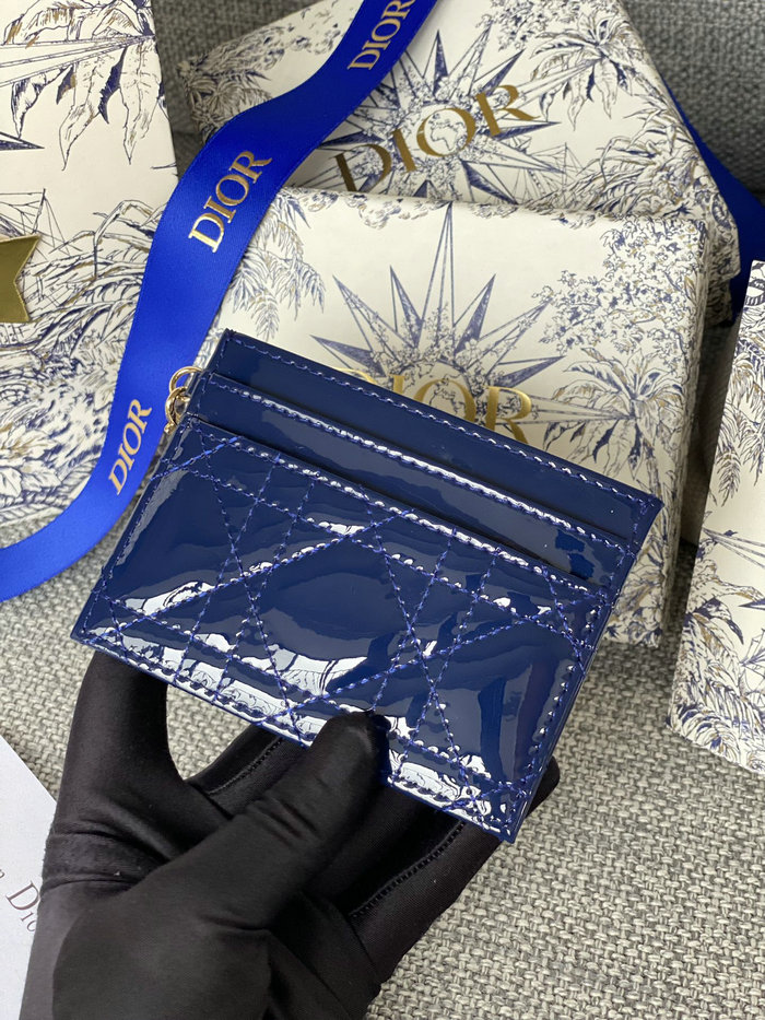 Lady Dior Freesia Card Holder Blue S0974