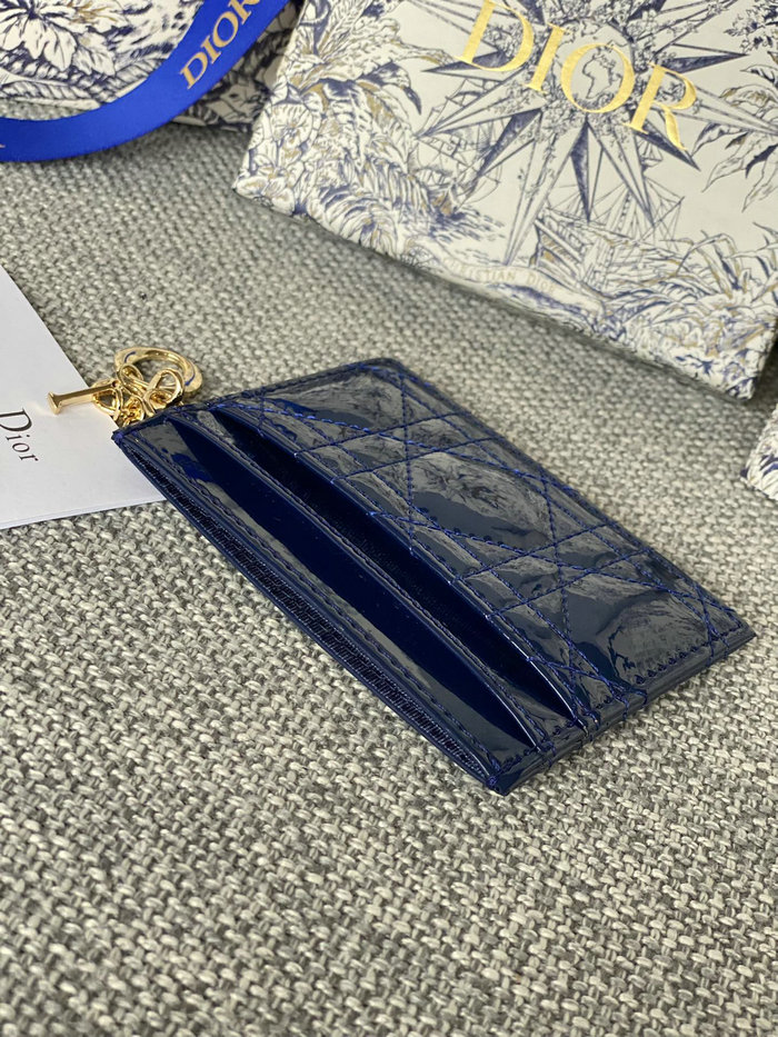 Lady Dior Freesia Card Holder Blue S0974