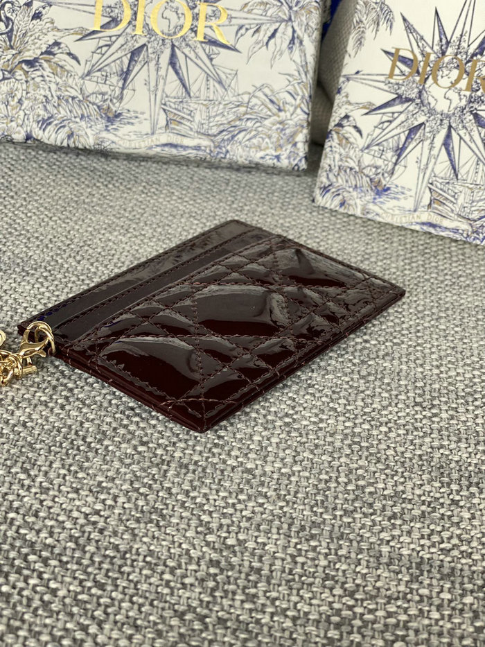 Lady Dior Freesia Card Holder Burgundy S0974