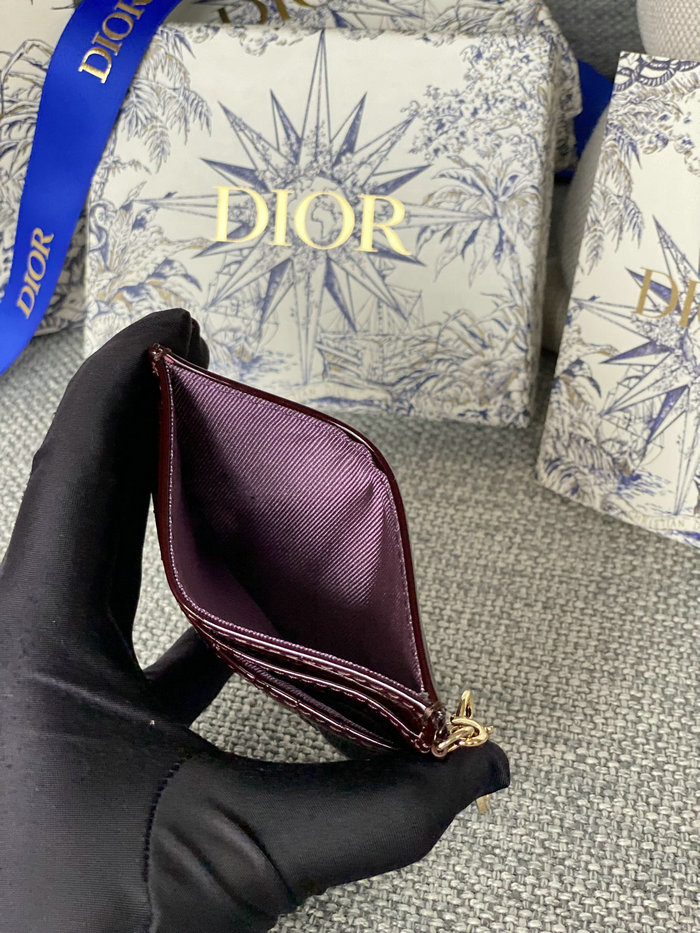 Lady Dior Freesia Card Holder Burgundy S0974
