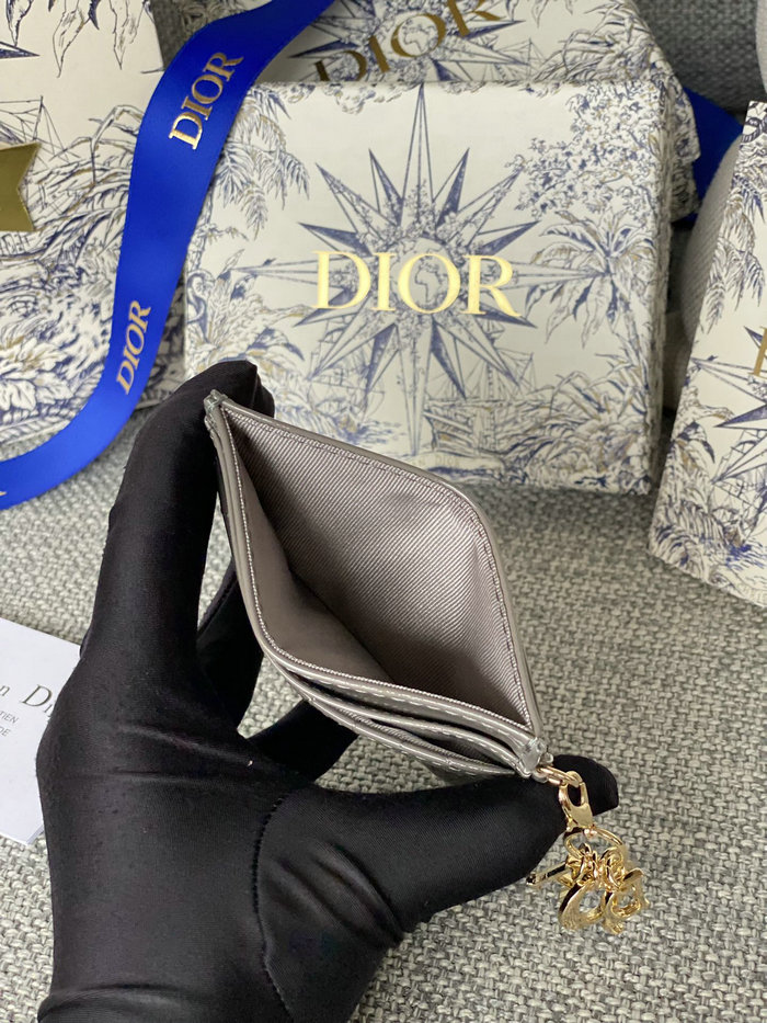 Lady Dior Freesia Card Holder Grey S0974