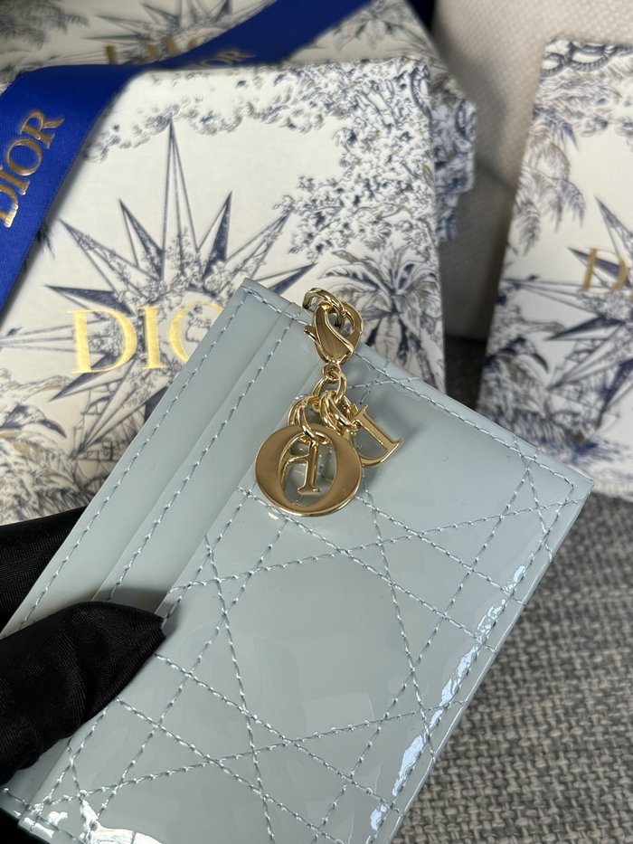 Lady Dior Freesia Card Holder Light Blue S0974