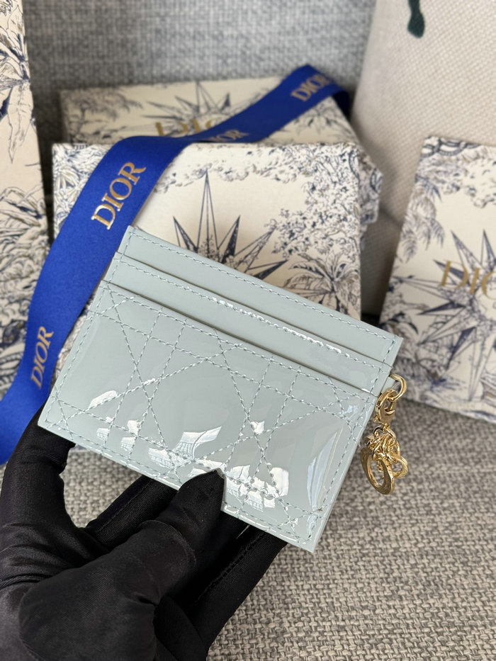 Lady Dior Freesia Card Holder Light Blue S0974