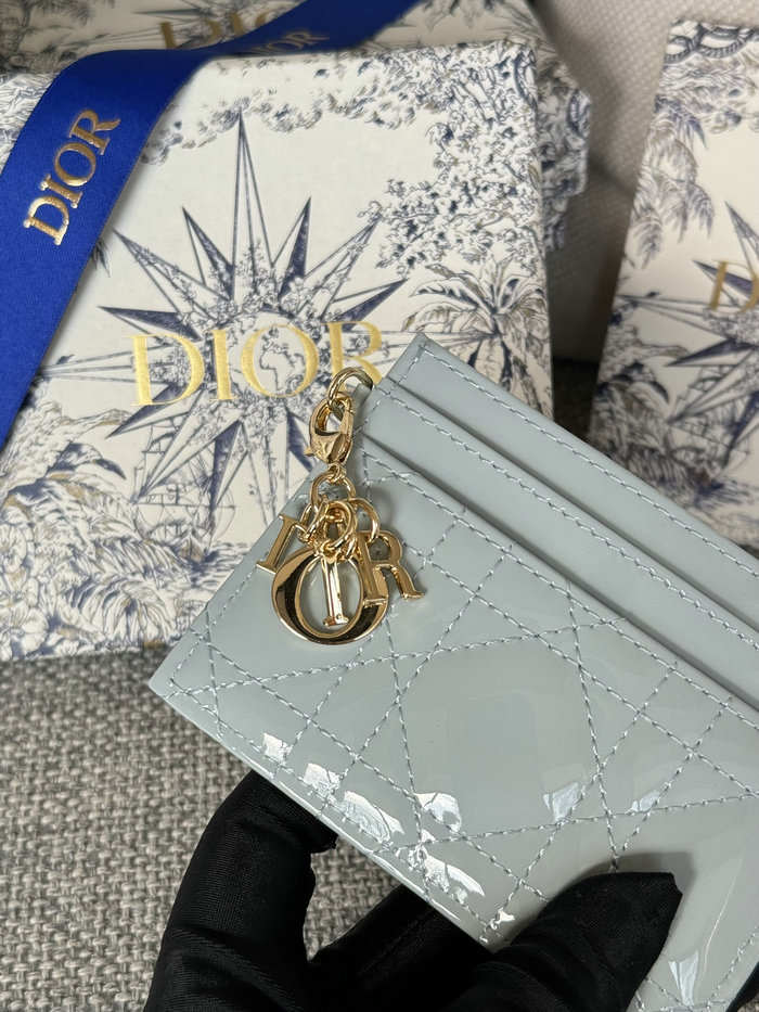 Lady Dior Freesia Card Holder Light Blue S0974