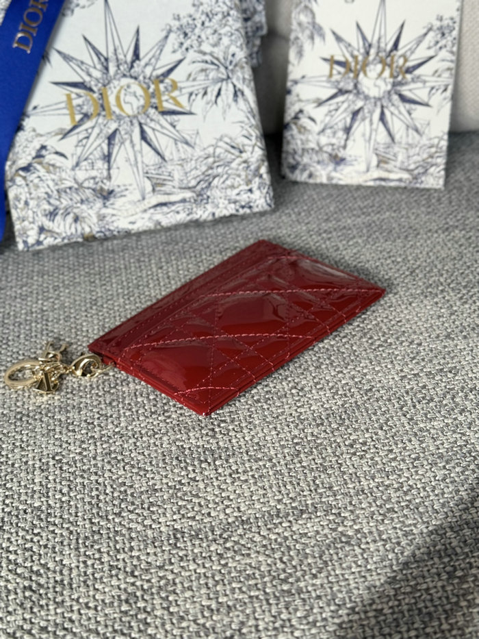 Lady Dior Freesia Card Holder Red S0974