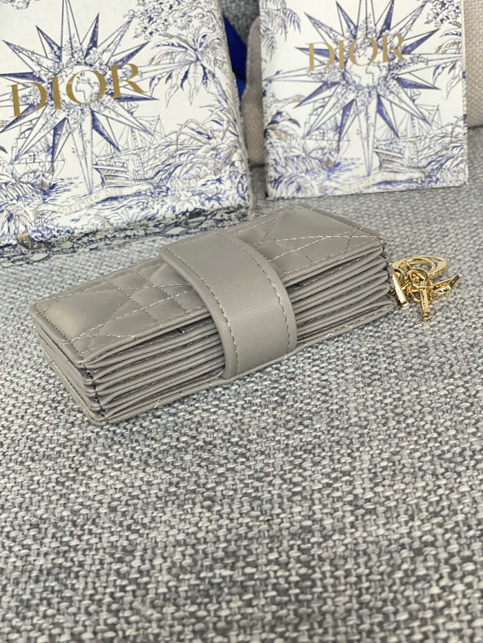 Lady Dior Lambskin Jasmine Card Holder Grey S0074