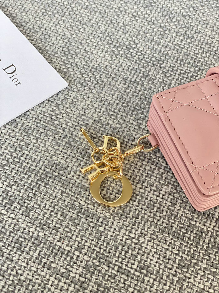 Lady Dior Lambskin Jasmine Card Holder Pink S0074