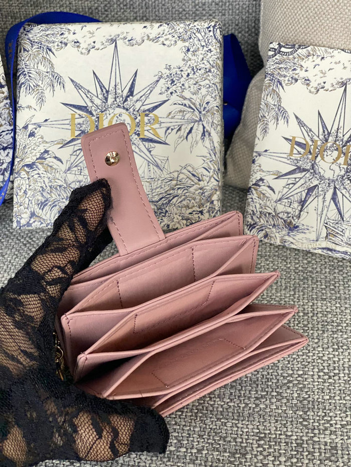 Lady Dior Lambskin Jasmine Card Holder Pink S0074