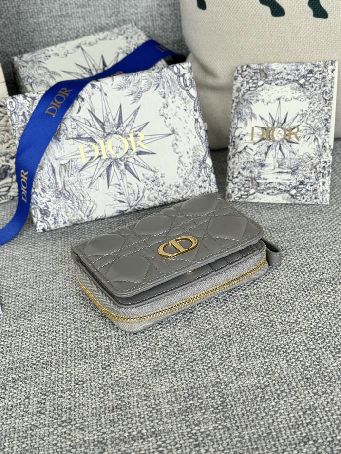 Lady Dior Lambskin Scarlet Wallet Grey S5032