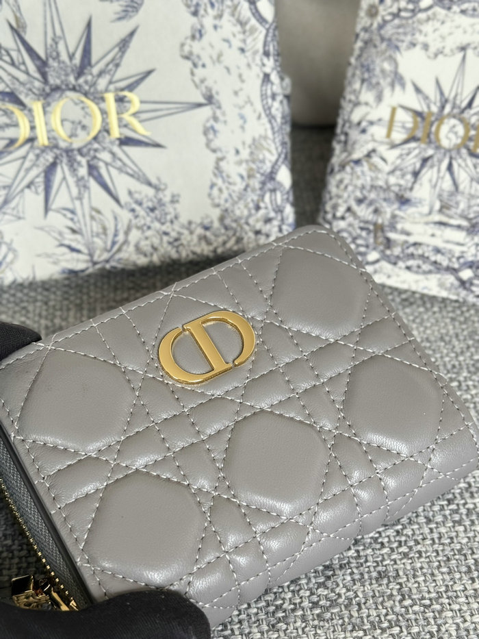 Lady Dior Lambskin Scarlet Wallet Grey S5032