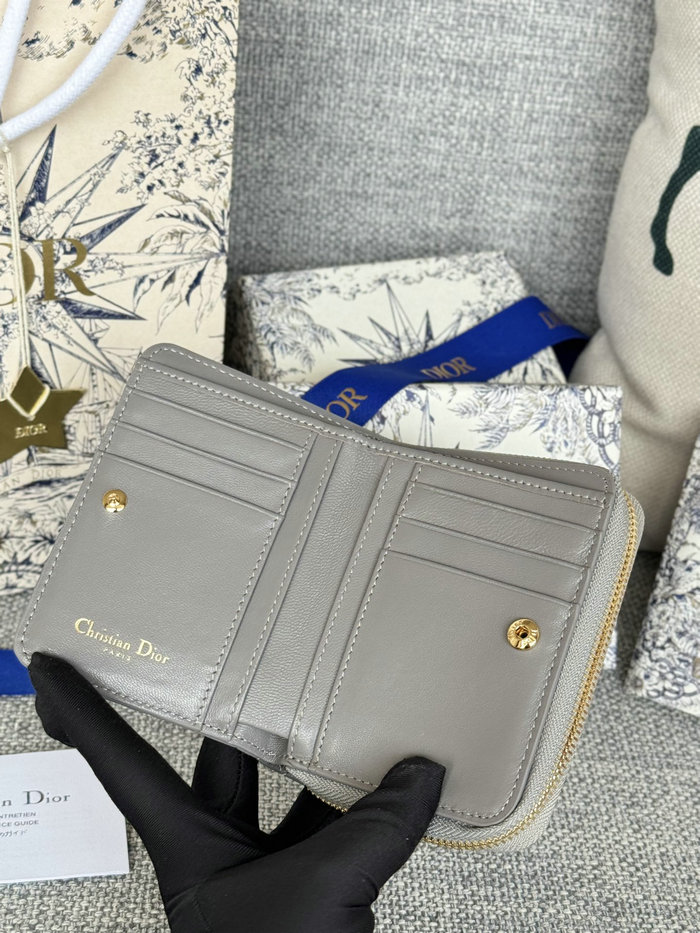 Lady Dior Lambskin Scarlet Wallet Grey S5032