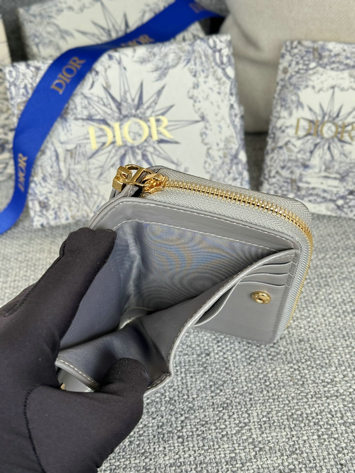 Lady Dior Lambskin Scarlet Wallet Grey S5032