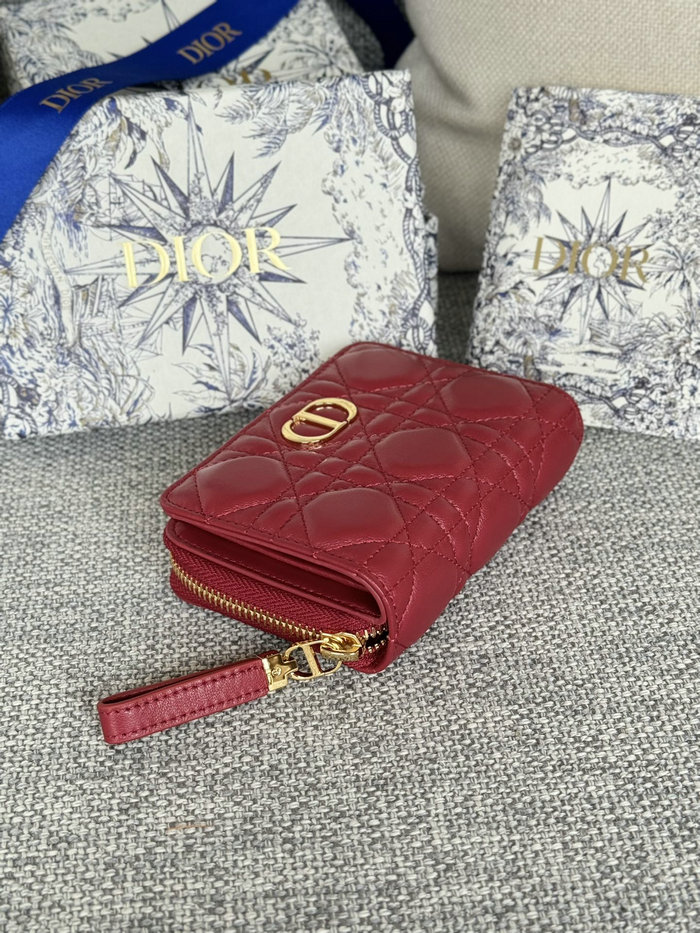 Lady Dior Lambskin Scarlet Wallet Red S5032