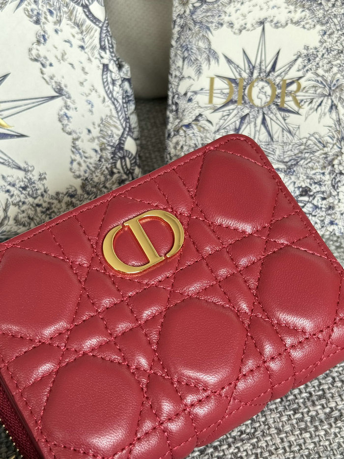 Lady Dior Lambskin Scarlet Wallet Red S5032