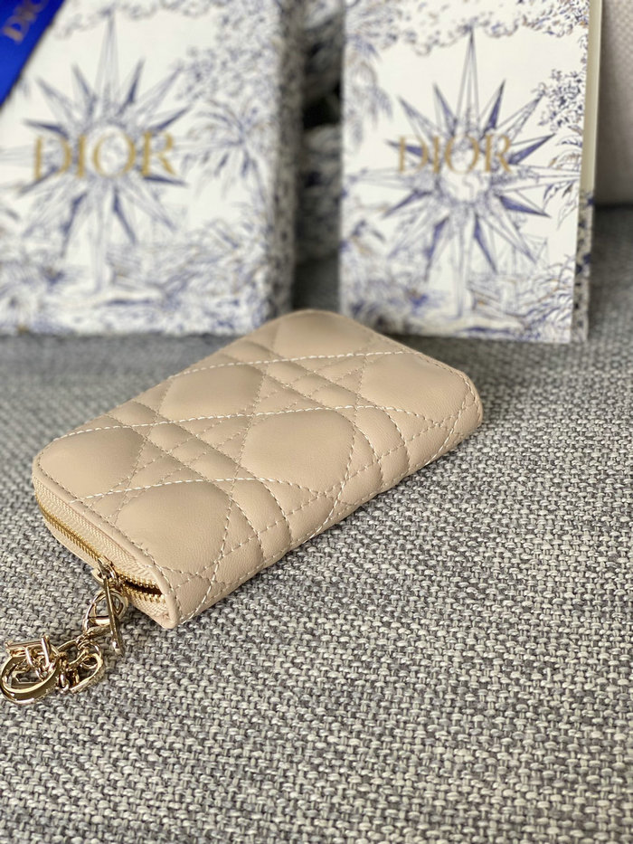 Lady Dior Lambskin Voyageur Small Coin Purse Beige S0985