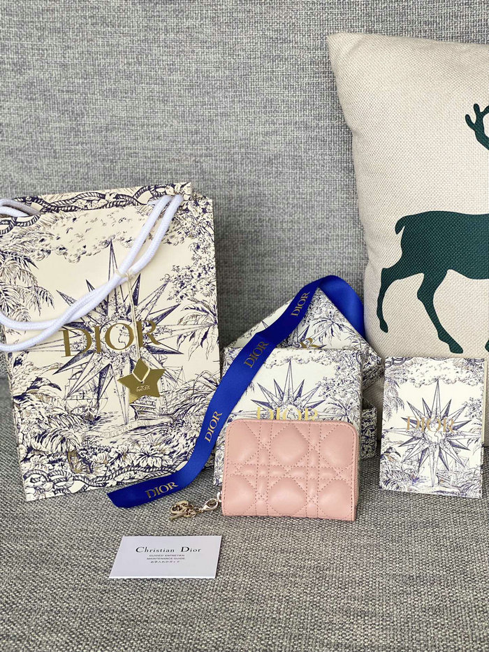 Lady Dior Lambskin Voyageur Small Coin Purse Pink S0985