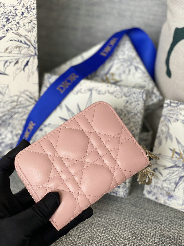 Lady Dior Lambskin Voyageur Small Coin Purse Pink S0985