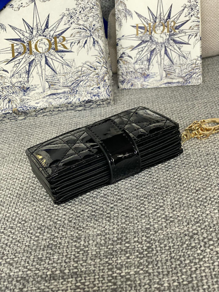 Lady Dior Patent Jasmine Card Holder Black S0074