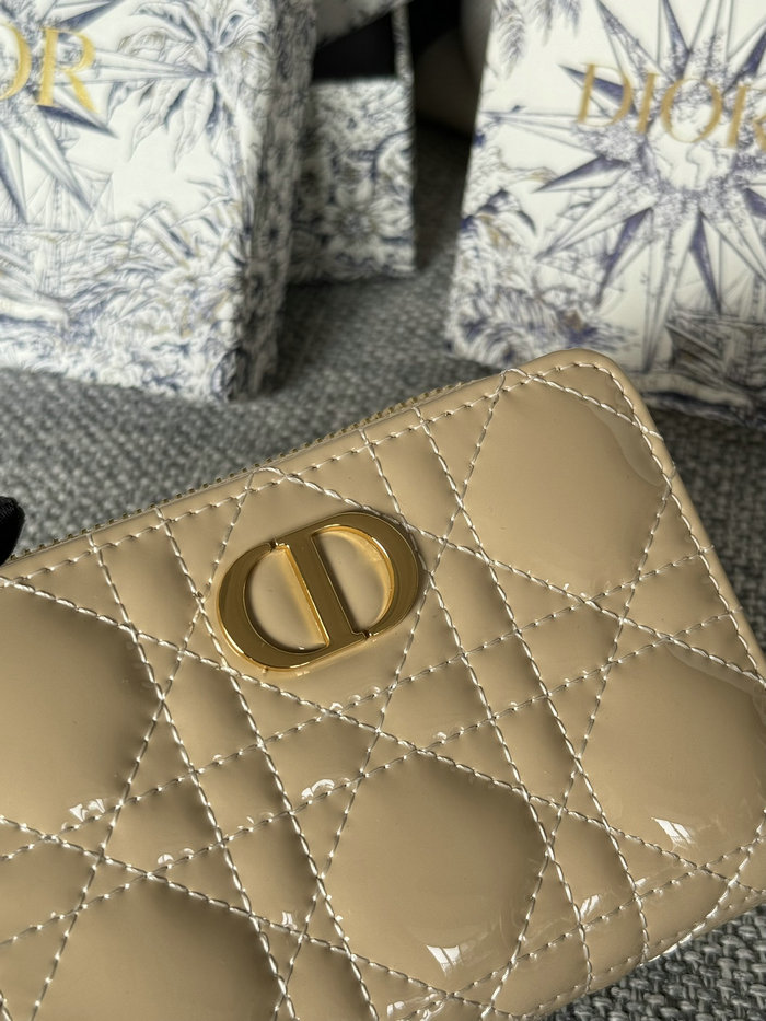 Lady Dior Patent Scarlet Wallet Beige S5032