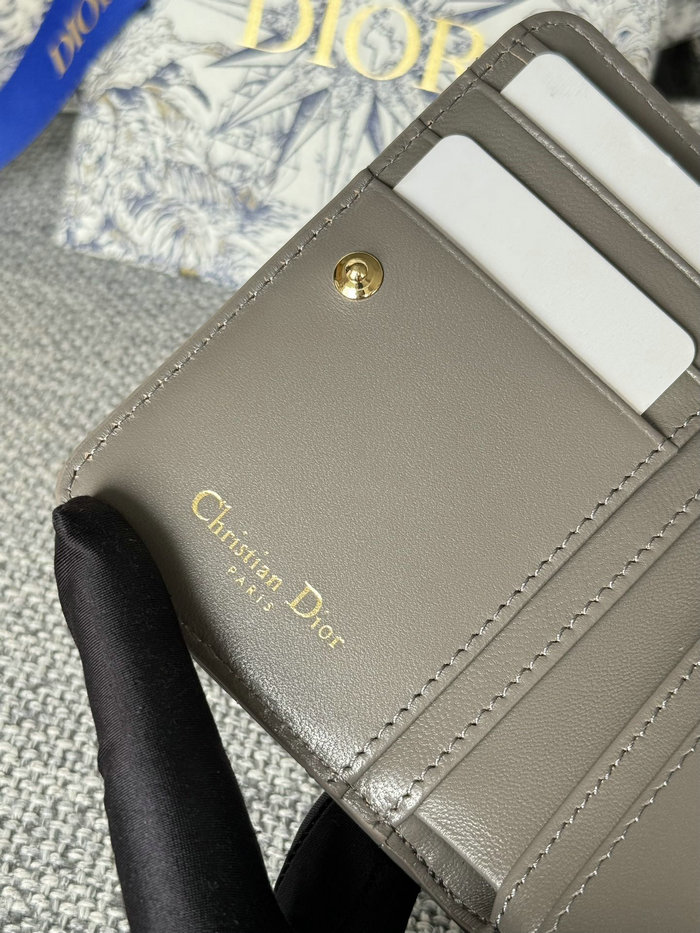 Lady Dior Patent Scarlet Wallet Grey S5032