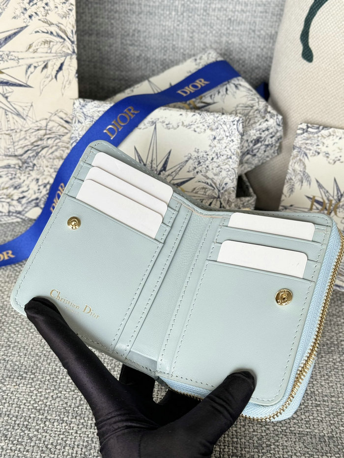 Lady Dior Patent Scarlet Wallet Light Blue S5032