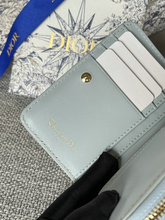 Lady Dior Patent Scarlet Wallet Light Blue S5032